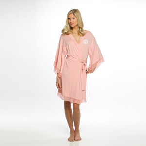 Pink Jersey Lace Robe with Monogram
